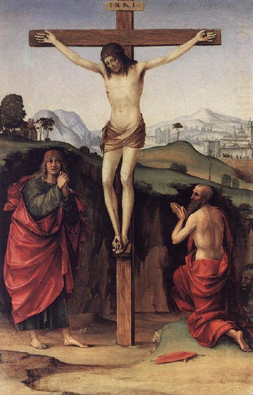 FRANCIA, Francesco Crucifixion with Sts John and Jerome de oil painting picture